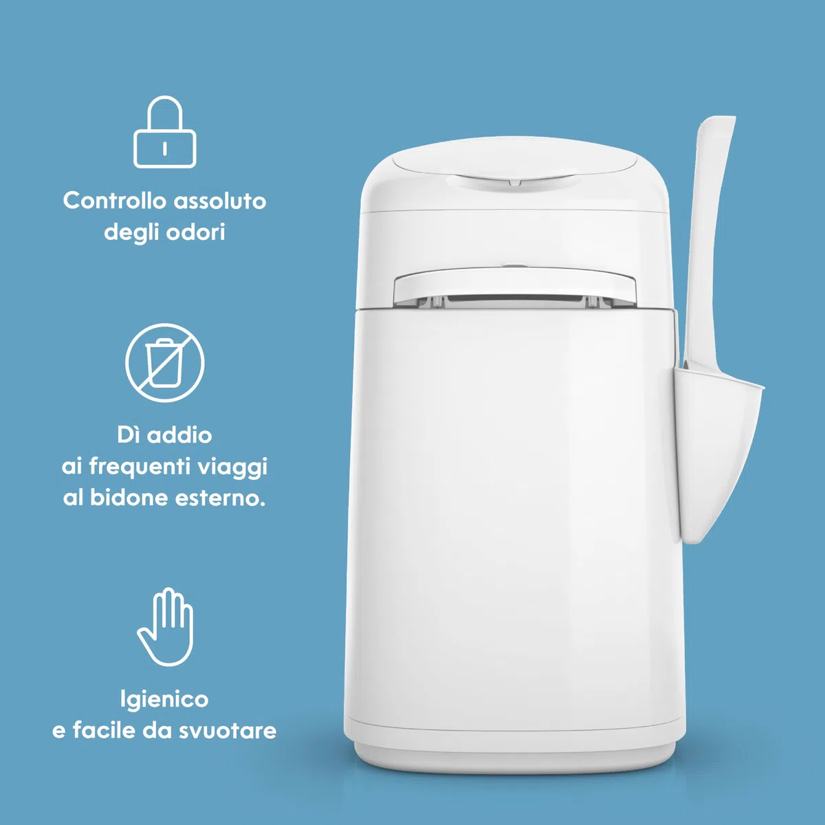 Litter Genie - Official Litter Locker - Pattumiera per lettiera per gatti a prova di odore, facile da pulire, con paletta inclusa e 1 ricarica XL (3 mesi). Compatta e facile da usare.