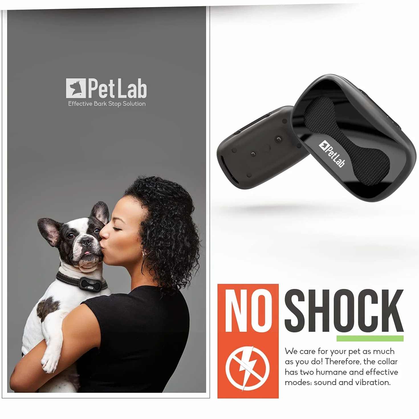 PetLab Collare Antiabbaio per Cani Collari Addestramento Collare Anti Abbaio Cani di Piccola Grande Talia Vibrazione Educativo Stop Abbaiare Dispositivo Antiabbaio Cane Anti Bark Collar