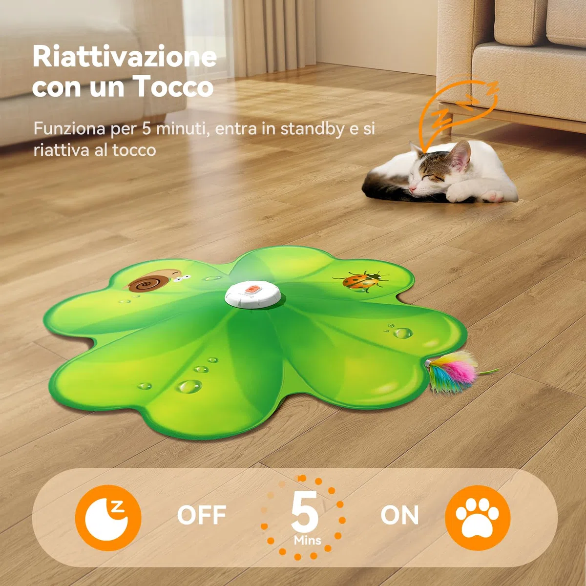 FEELNEEDY Giochi per Gatti, Puntino Rosso LED Mobile, Gioco di Caccia al Tesoro per Gatti, Piume Nascoste Mobili, Giocattolo Ricaricabile per Domestici
