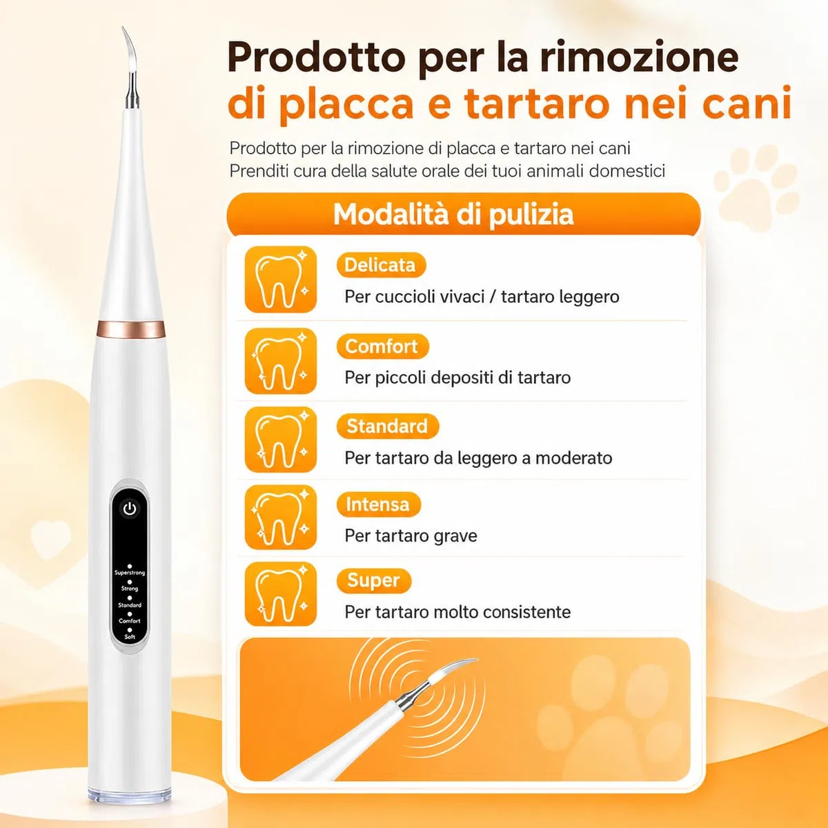 ZampaDent Dispositivo Professionale per la Pulizia Dentale del Cane Pulizia Denti Cane Rimuovi Tartaro Denti con Design Leggero per Uso Domestico e Viaggio (nero)