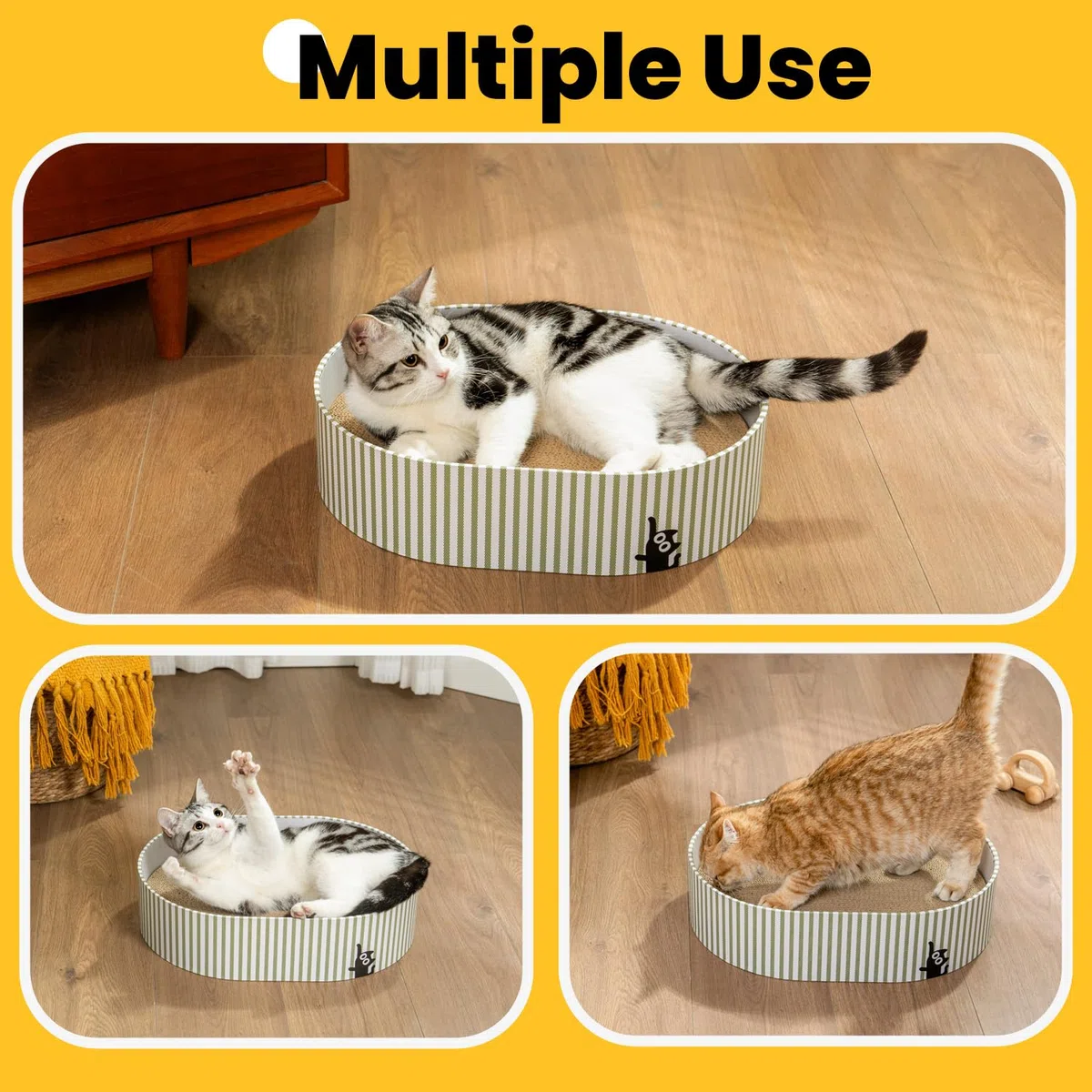Conlun Tiragraffi per Gatti in Cartone Ondulato, 4 Graffiatoi Reversibili Resistente, Letto Gatto Cartone Che Protegge i Mobili, Facile da Pulire, Regalo Perfetto per Gattini, Grande