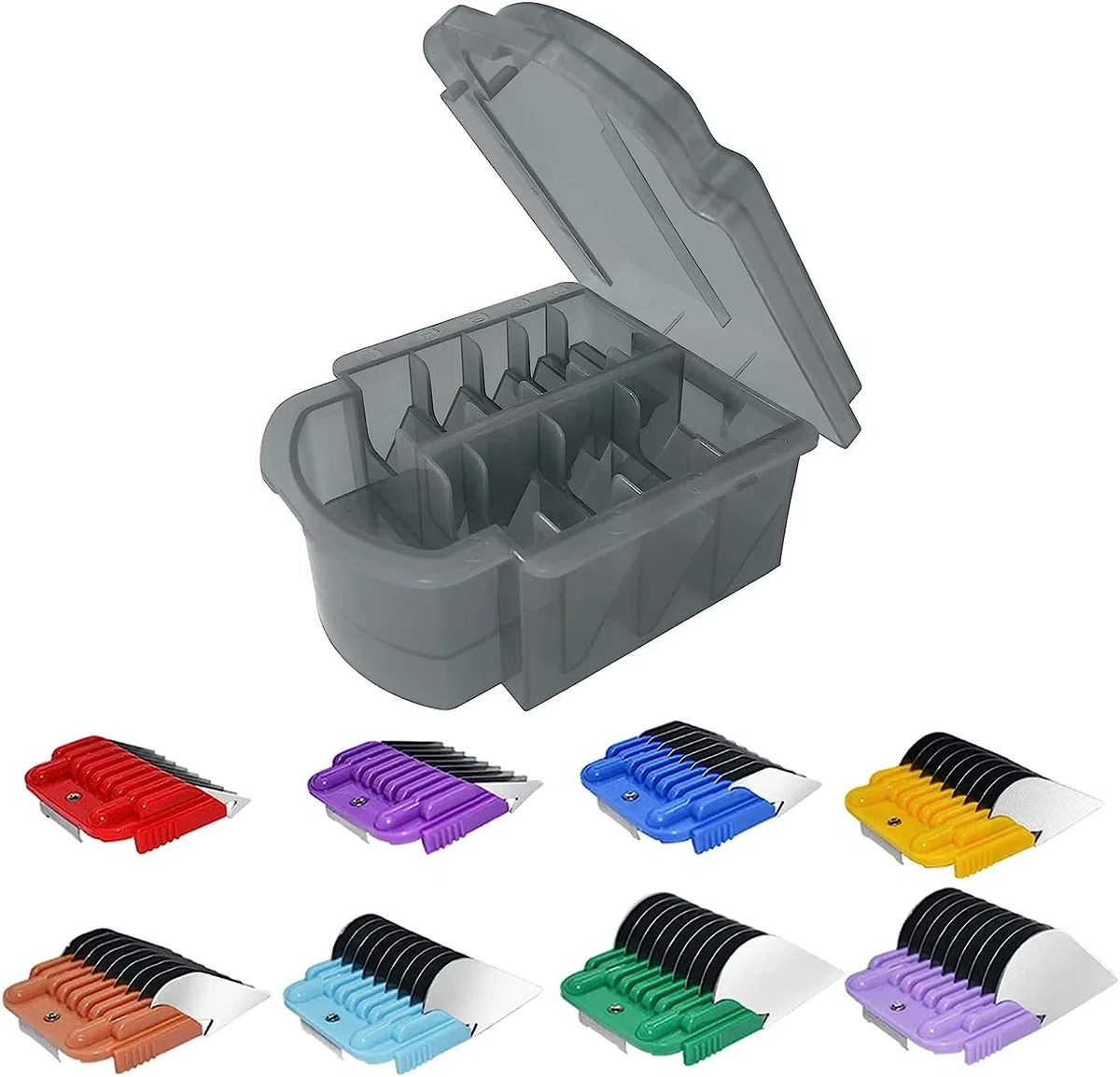 Accessorio per cani in acciaio inossidabile Pettine guida a 8 colori,compatibile con heiniger/MOSER Max45,50/Andis/Oster A5/Wahl KM10 Lama staccabile (adatta per 10/15/30 lame)
