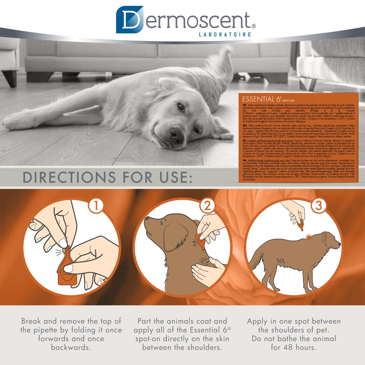 Bayer Dermoscent 6 Spot on Skin Care Extra Large per Cani da 45 a 40,8 Kilogram