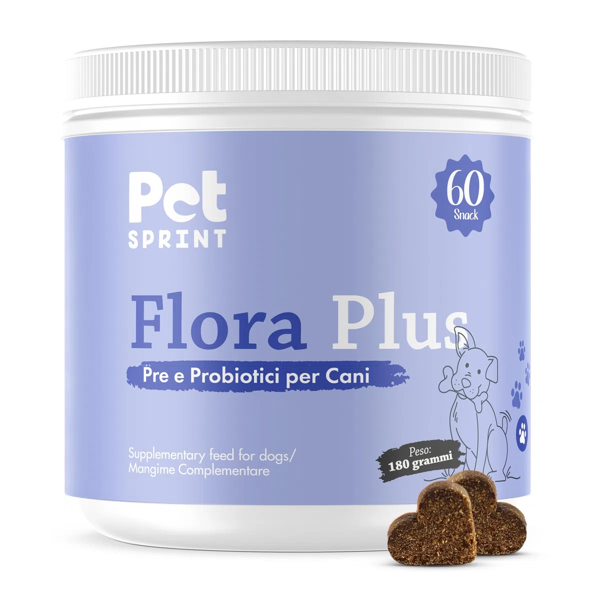Probiotici Per Cani Flora Plus - Pre e Probiotico Digestivo Per Cani, Favorisce La Digestione e Salute Intestinale - Marca Italiana