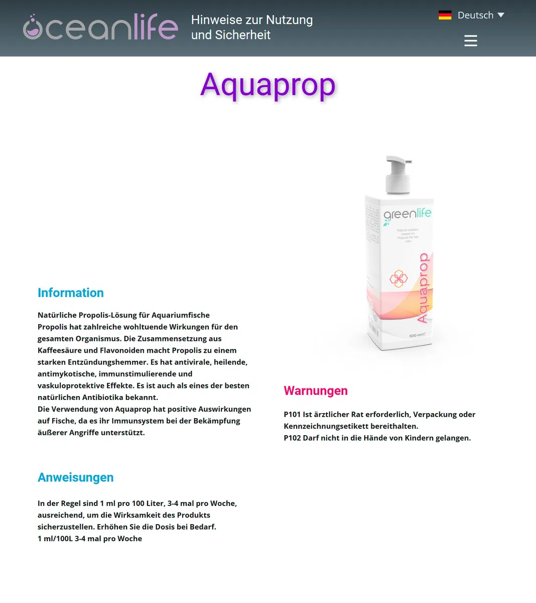 Oceanlife Aquaprop - 1000 ml - Propoli per Pesci d'acquario
