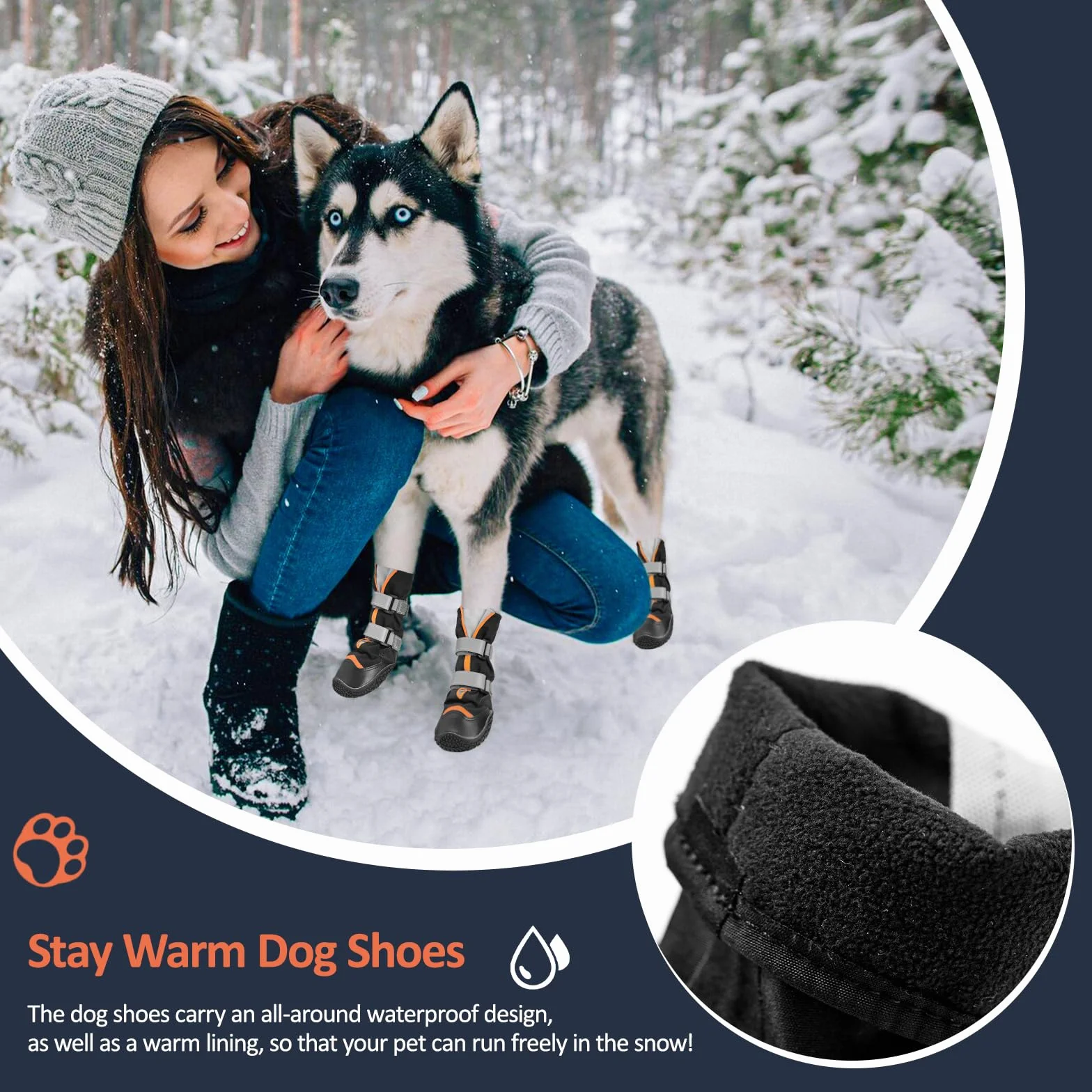 Ohcozzy Scarpe per Cani Profondamente Impermeabili, Stivali Alti per Cani con Linguetta a V, Suola in Gomma Resistente all'usura, Protezione Zampe Cane Piccoli Medi Grandi 4 Pezzi,XL