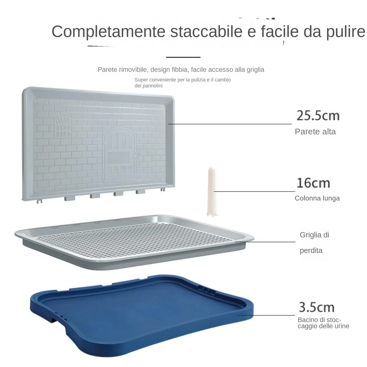 Vassoio per Addestramento Cani con Colonna a Parete, Toilette Interni con Porta Pipì