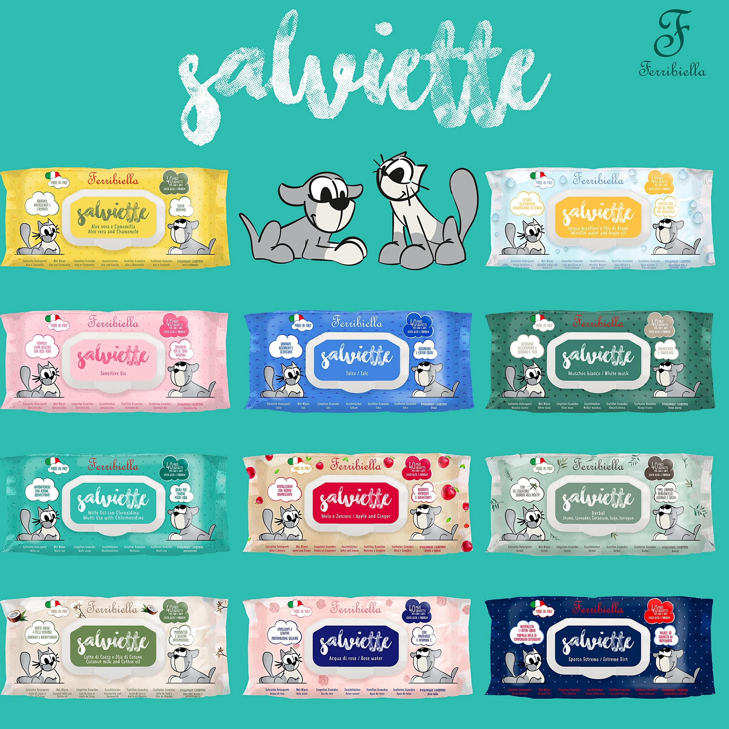 Salviette Milleusi Igienizzanti con Clorexidina Ferribiella 12 buste da 40 pezzi