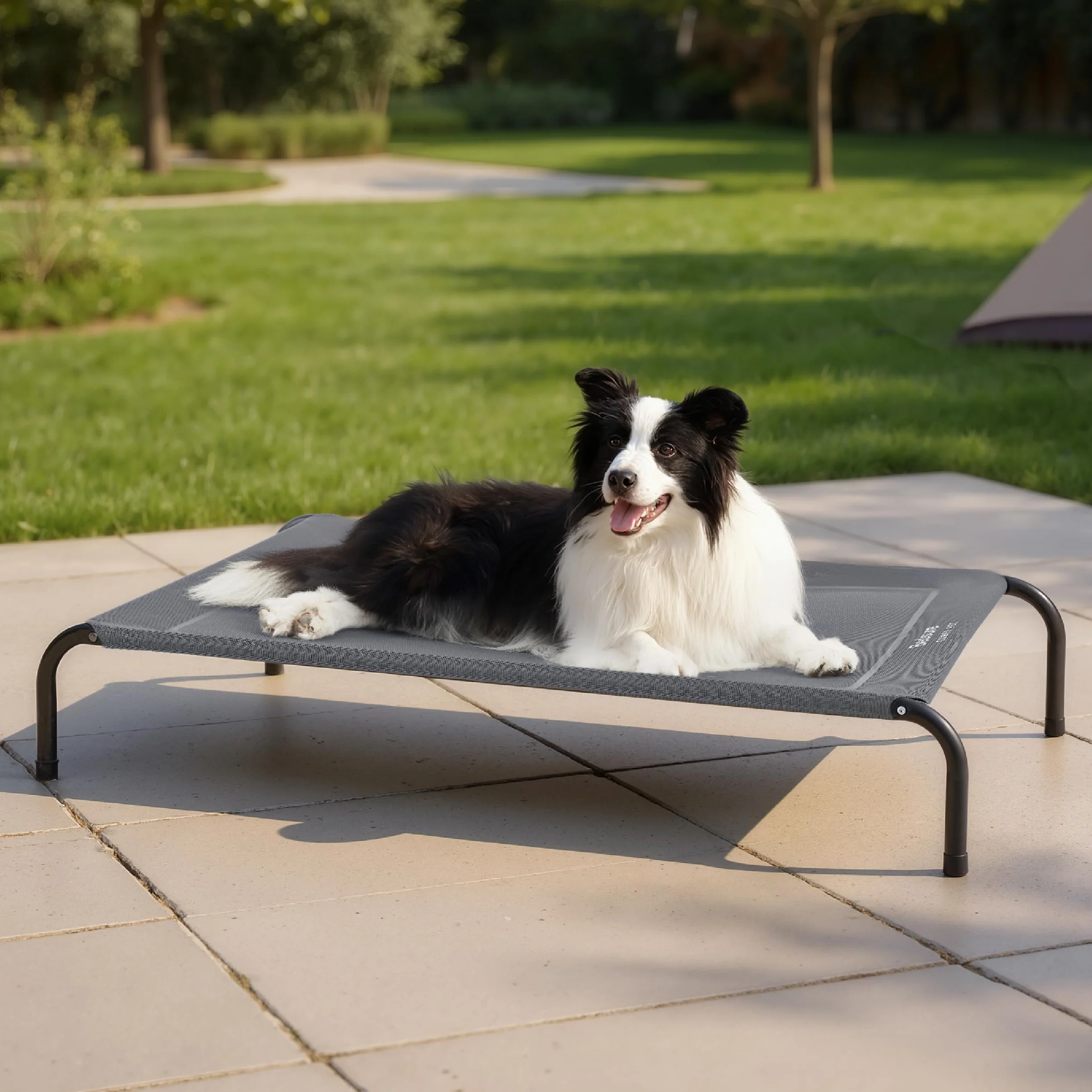 Bedsure Lettino Rialzato per Cani Medi - Lettino Impermeabile Rialzato per Cani con Rete, Lettino per Esterni, Ideale per Viaggi e Giardino, Grigio, 105x65x20 cm