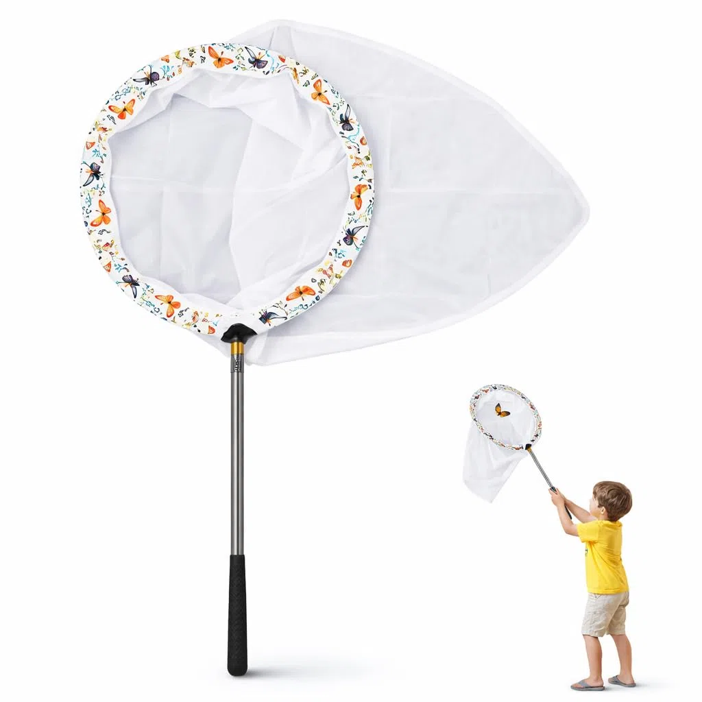 Retino per Farfalle Telescopico Professionale, Retino a Montaggio Rapido in Poliestere con Asta Allungabile 150 cm, per Catturare Insetti, Api, Libellule, Ideale per Adulti e Bambini