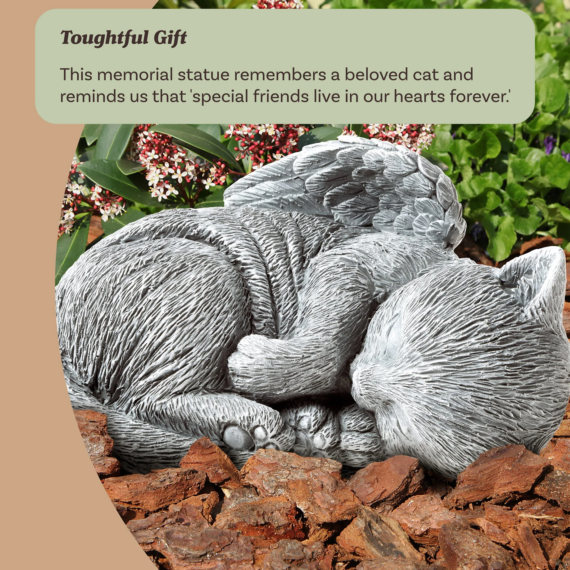 Pure Garden Statua commemorativa per animali domestici, angelo addormentato