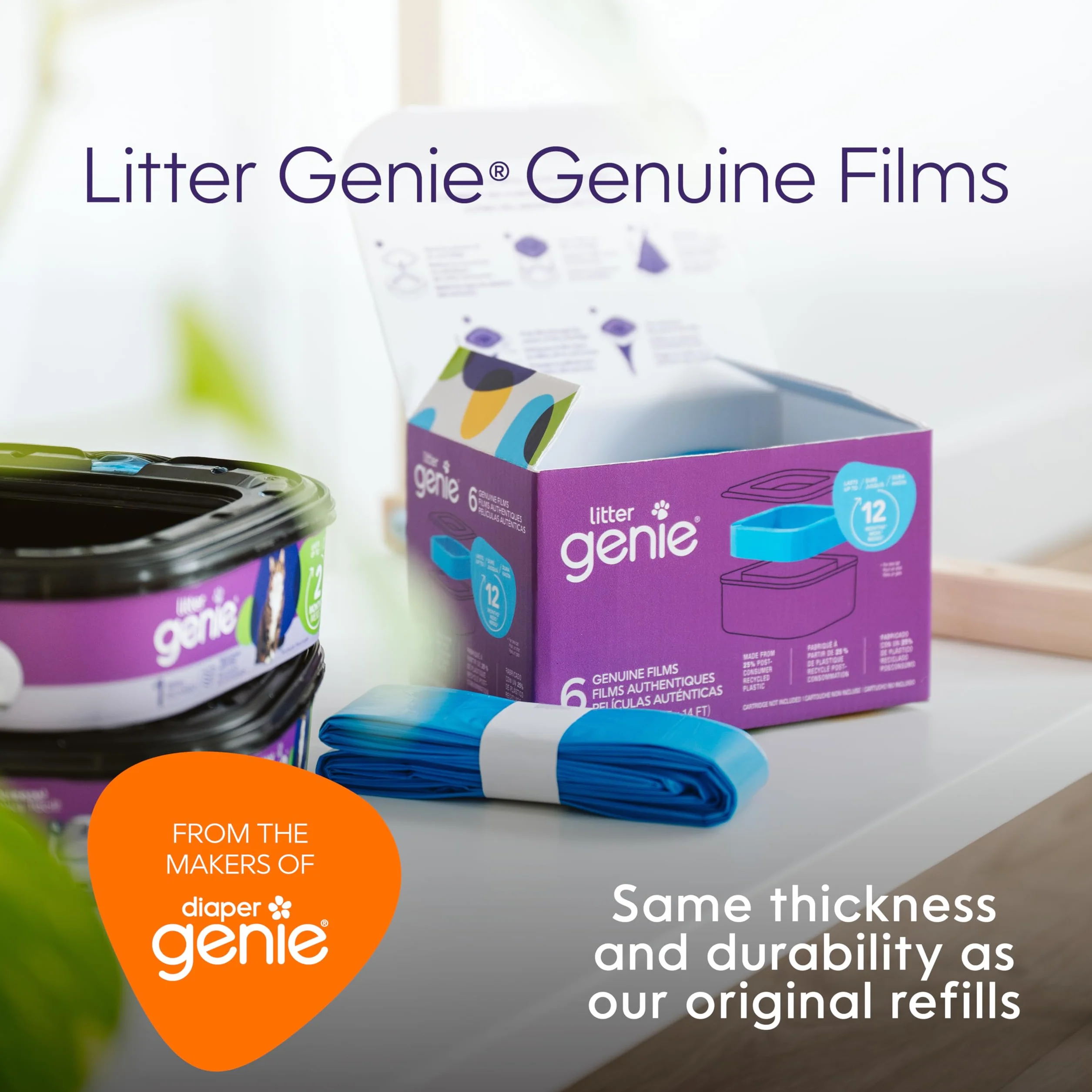 I sacchetti di ricarica Litter Genie - Pellicole originali 9 confezioni forniscono un totale di 38,4 m di sacchetti, offrendo fino a 18 mesi di utilizzo per un gatto.