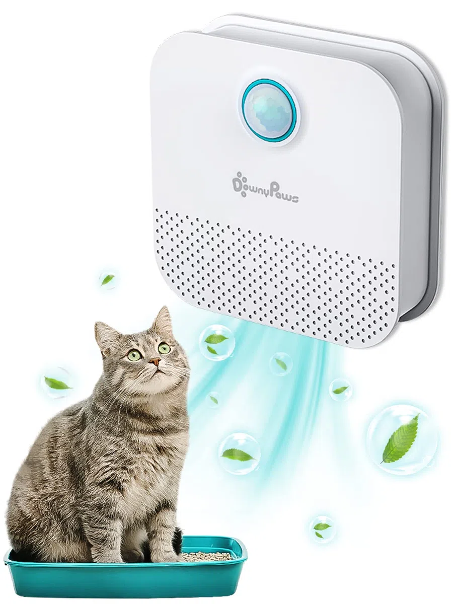 DownyPaws Deodorante Lettiera Gatti, Ricaricabile da 4000 mAh Deodorante per Lettiera Gatto, Durata della Batteria di 14 Giorni, Nessun Materiale di Consumo
