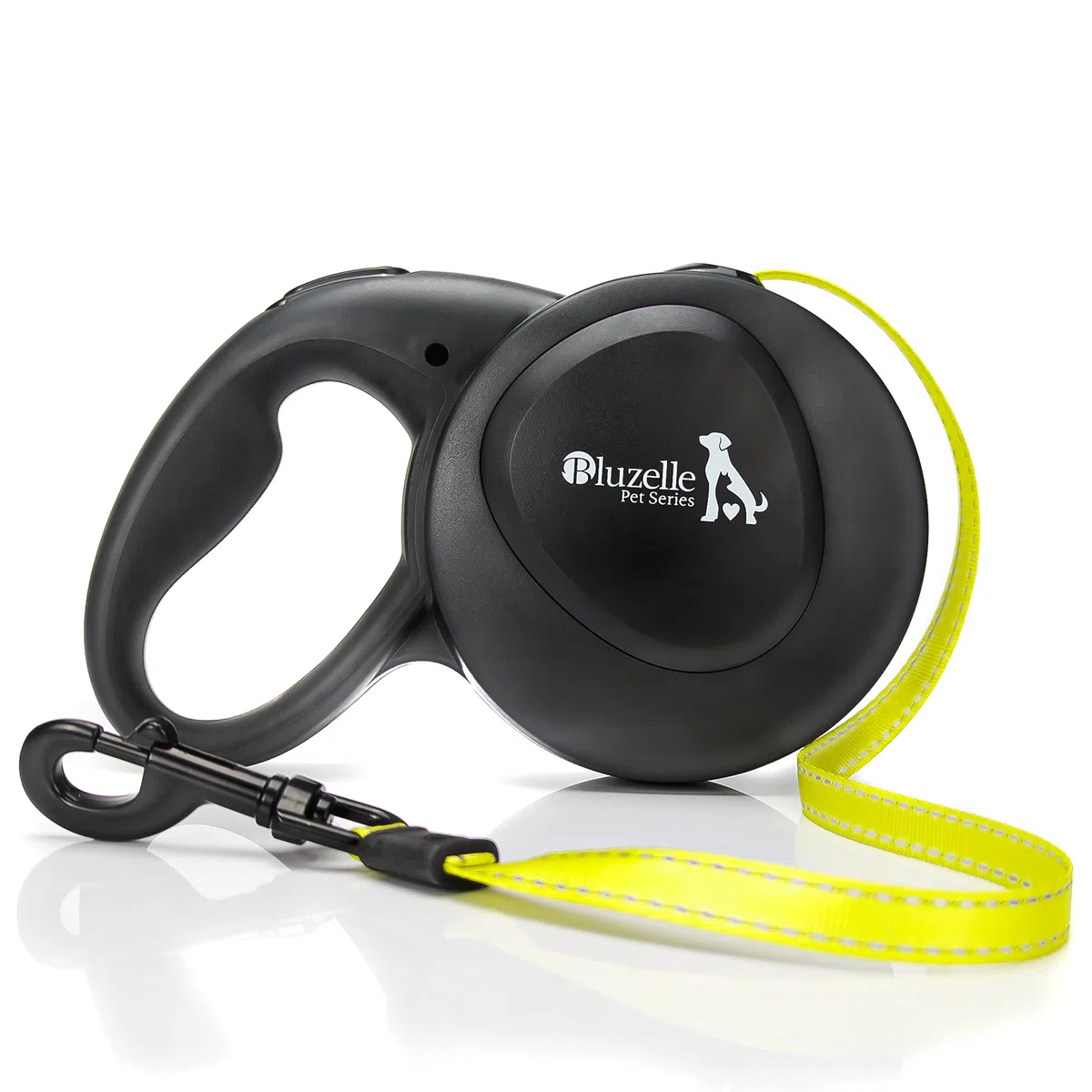 8m Guinzaglio per Cani per Cane Taglia Grande Fino a 50 kg, Giallo Neon Brillante Cinghia con Gancio a Scatto a 360° in Metallo, Freno di Ritrazione, Impugnatura Ergonomica Gommata, Nero