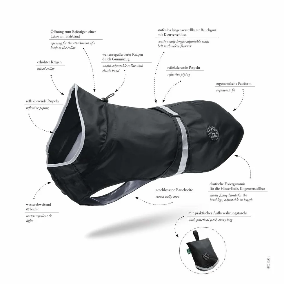 HUNTER Cappotto per cani Uppsala Rain, 60 nero