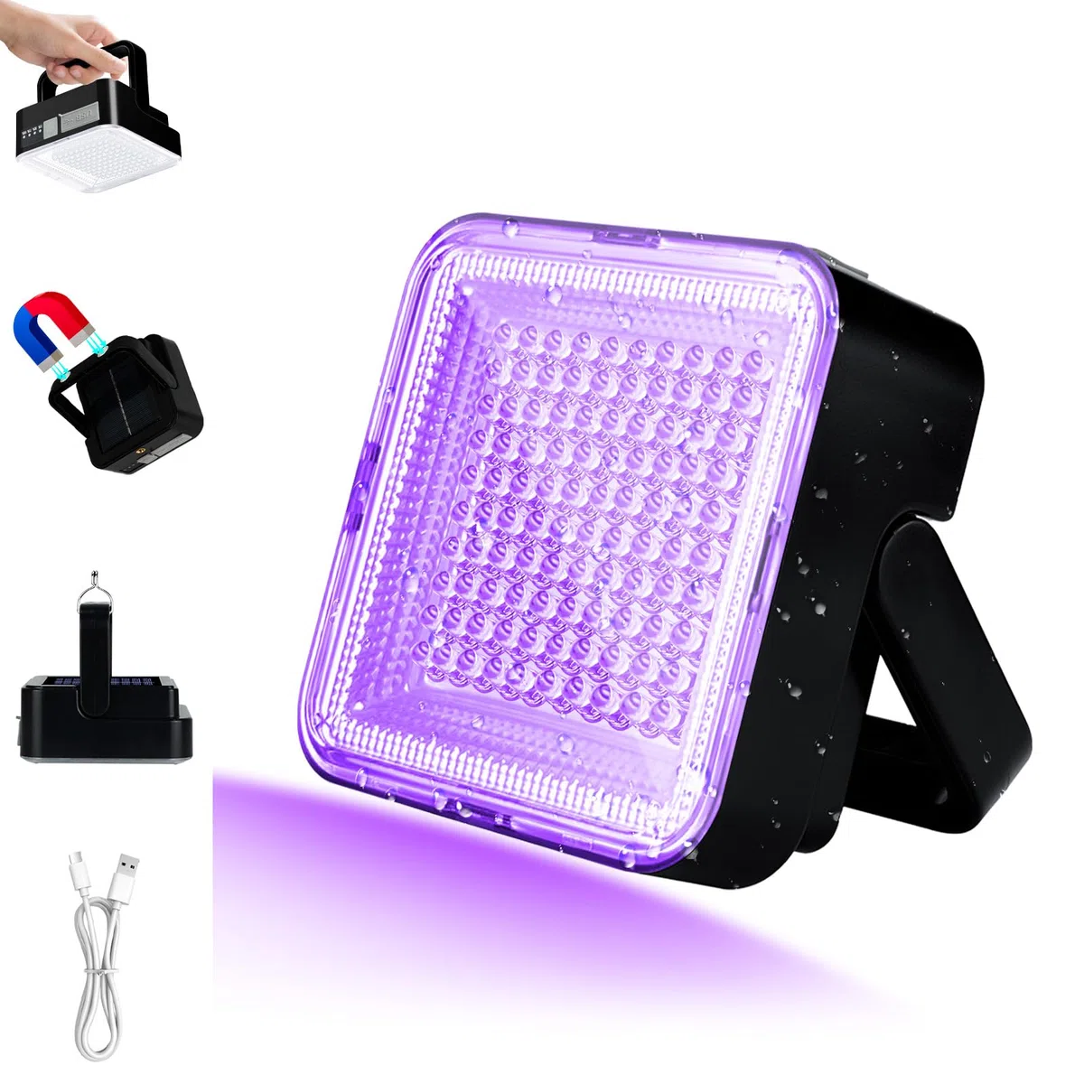 Batteria ricaricabile UV nera, 5000 mAh, luce nera UV, 100 LED, 395 nm, luce nera, rivelatore urinario per cani e gatti, individuazione delle macchie urinarie, Scorpioni, camera da letto, campeggio,