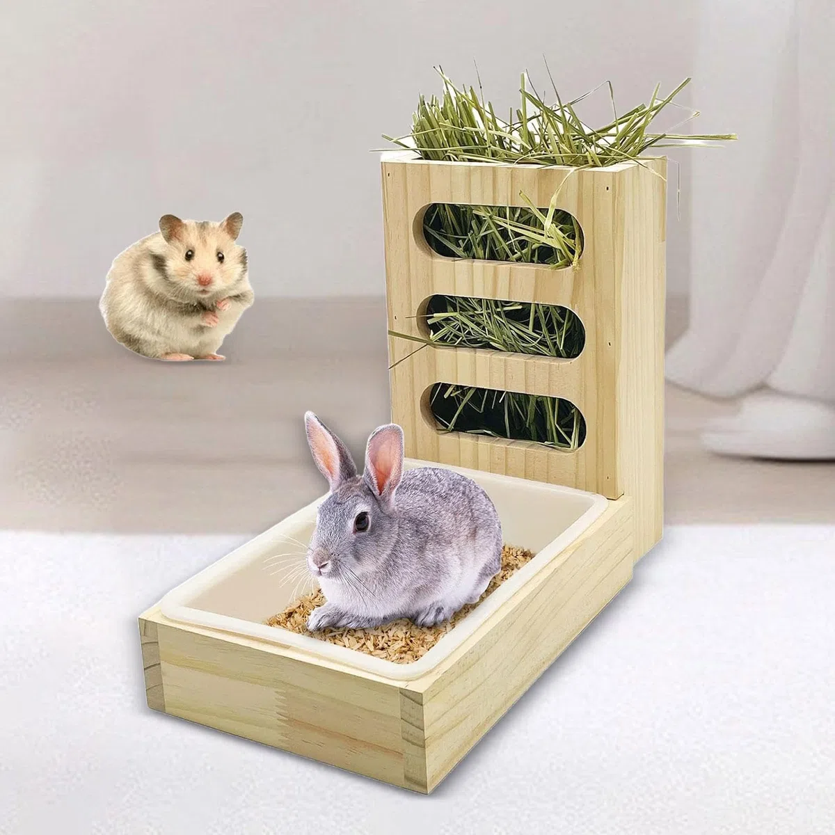Mangiatoia per Fieno per Conigli con lettiera, Gabbia per Fieno per Piccoli Animali all'Esterno Mangiatoia per Fieno per mangiatoia per