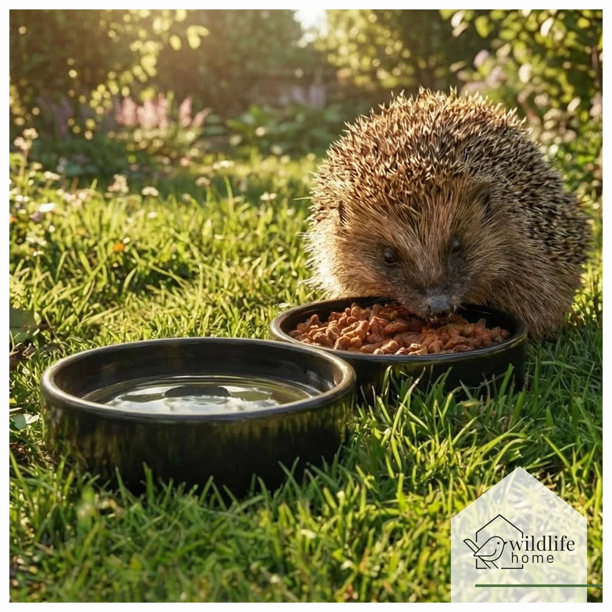 wildlife home Mangiatoia per riccio + ciotola (set da 2) mangiatoia in piedi, ciotola per riccio e abbeveratoio per ricci, mangiatoia per ricci, resistente alle intemperie