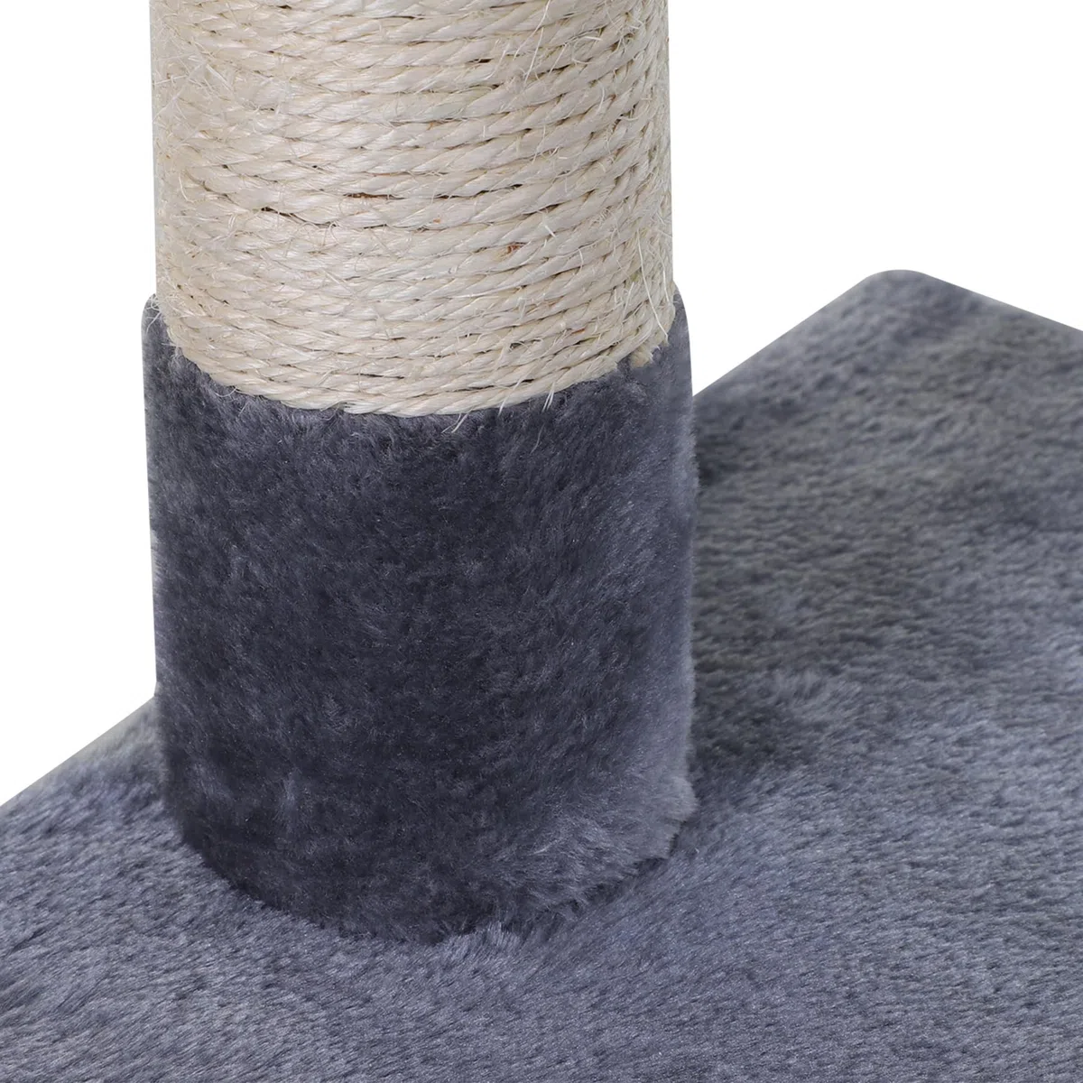 PawHut Albero Tiragraffi per Gatti Multilivello, Gioco per Gatti con Amaca e Pallina Appesa in Legno e Peluche, 50x36x70cm, Grigio