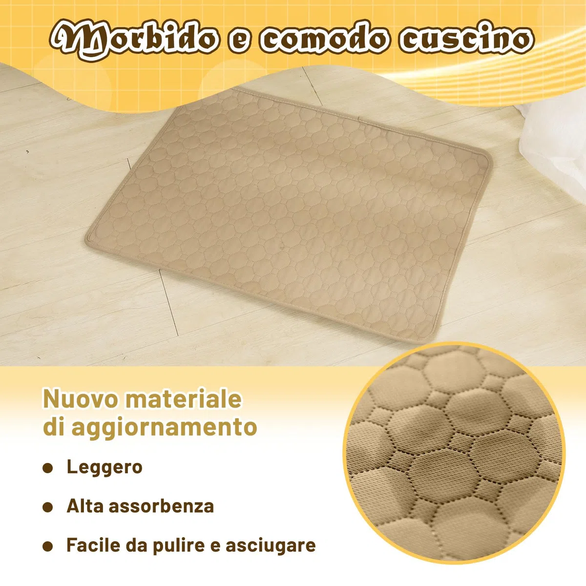 Set di 2 tappetini da allenamento per cani e gatti, extra forti, assorbenti, impermeabili e antiscivolo, lavabili e riutilizzabili, per cuccioli e animali domestici (marrone, 150 x 90 cm)