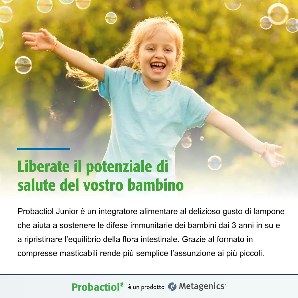 Metagenics Probactiol Junior - Equilibrio della Flora Intestinale - Sostiene l’Immunità - 60 Compresse Masticabili