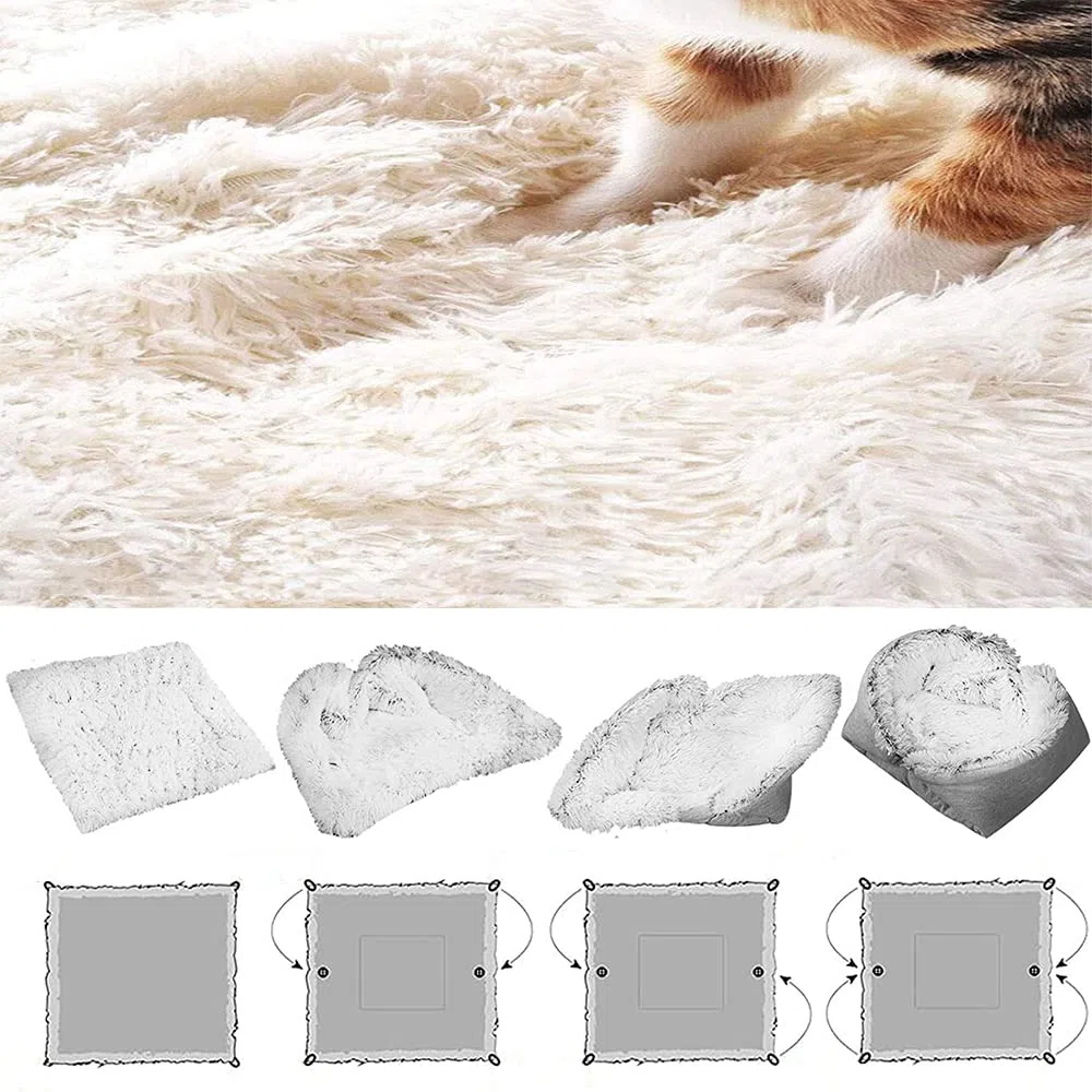 Letto per Cani, Cuccia per Gatti, 2in1 Cuccia per Gatti, Cuccia Pieghevole per Animali Domestici, Lavabile, 61x51cm, per Gattini Indoor e Outdoor, Cuccioli e Piccoli Animali (Bianco)