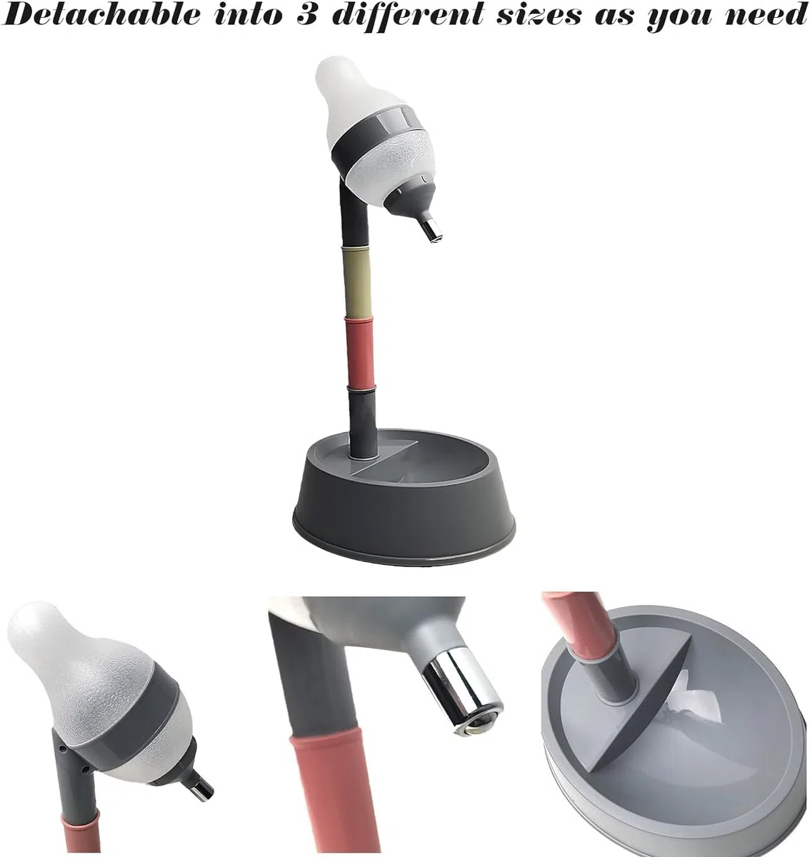 Dispenser di Acqua in Piedi per Animali Domestici, Alimentatore per Cibo per Cani e Distributore d'Acqua, con Asta Staccabile, Regolabile in Altezza, per l'Alimentazione Automatica (Grigio Scuro)