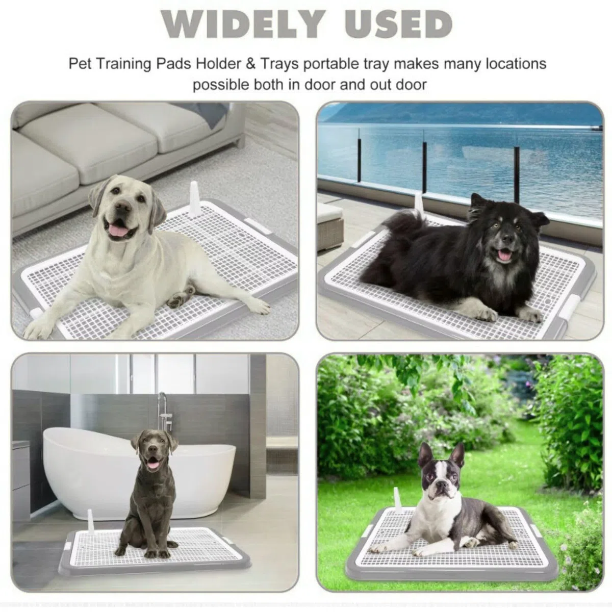 Toilette per Cani e Gatti con Griglia Antiscivolo 64x48cm – Vaschetta Igienica per Addestramento Cuccioli, Facile da Pulire, Base Antifuga, Ideale per Casa e Balcone