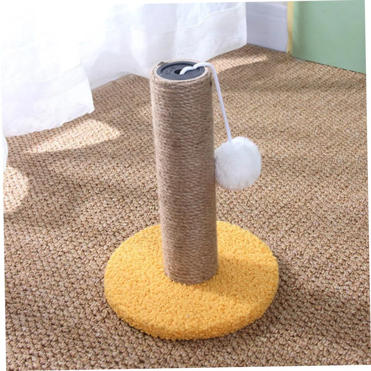 Tiragraffi Per Gatti Da Interno in Legno Pieno Corda Resistente ø 7 Cm x 35 Cm, Palo Verticale Sostitutivo Per Giochi e Arrampicata Di Mici Domestici