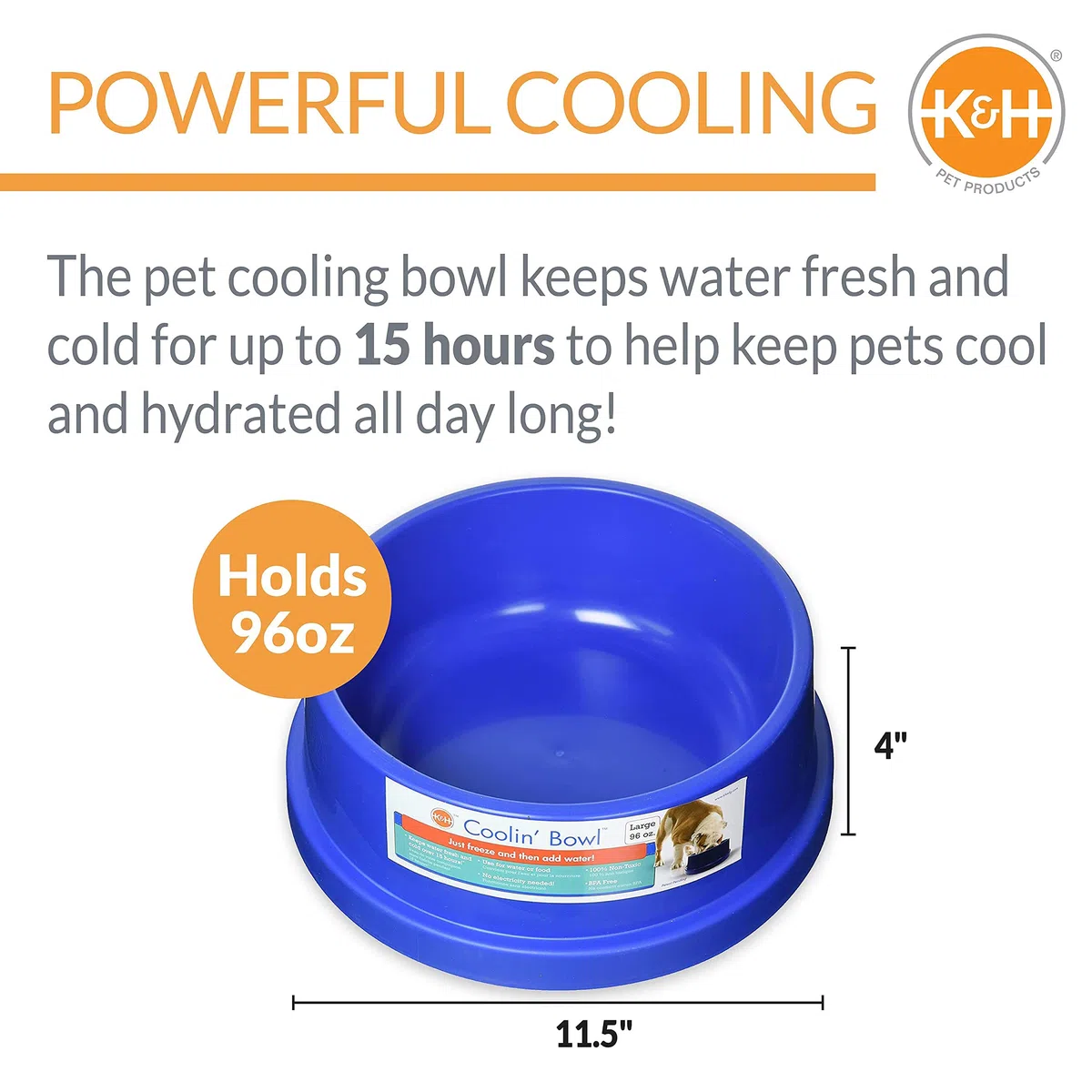 K&H Pet | Ciotola rinfrescante per l'acqua per Cani e Gatti Cooling Water Bowl | 2,7 Litri