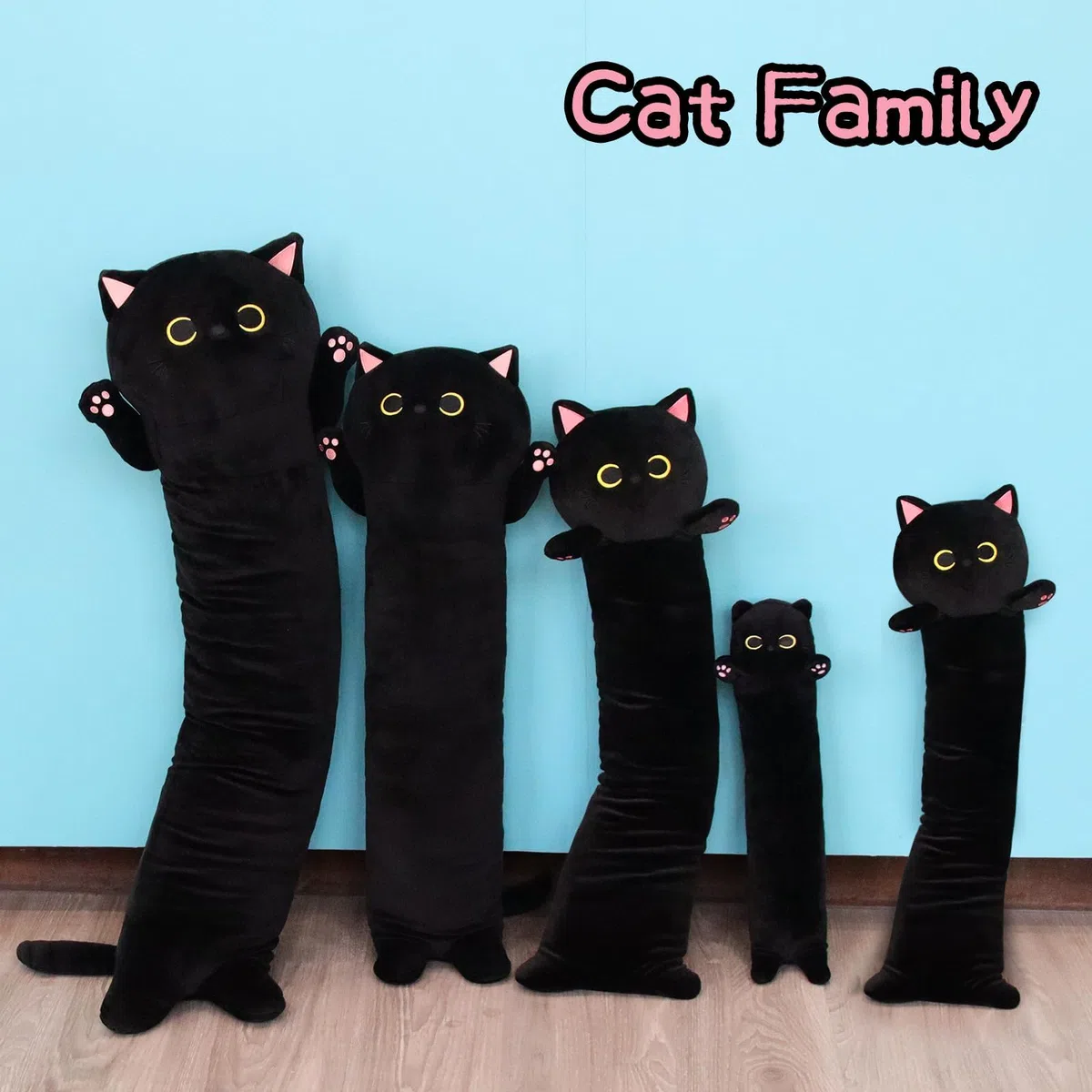 Cuscino lungo per il corpo in peluche, per gatti, 90 cm
