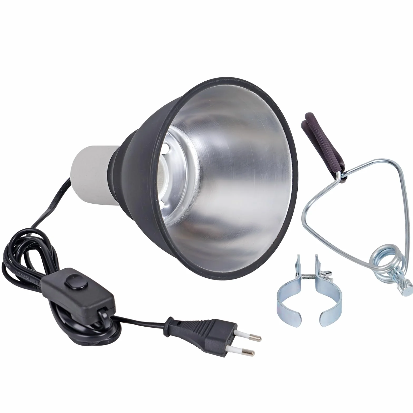 Supporto per lampada riscaldante E27 Cupola profonda Clip 5,5 pollici Riscaldatore tartaruga Serbatoio rettili Protezione in rete