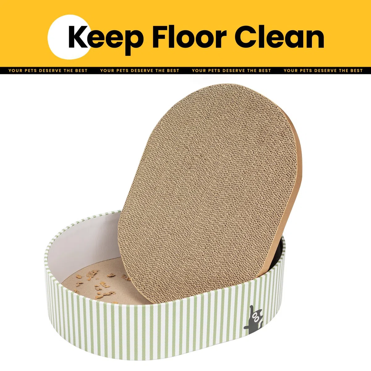 Conlun Tiragraffi per Gatti in Cartone Ondulato, 4 Graffiatoi Reversibili Resistente, Letto Gatto Cartone Che Protegge i Mobili, Facile da Pulire, Regalo Perfetto per Gattini, Grande