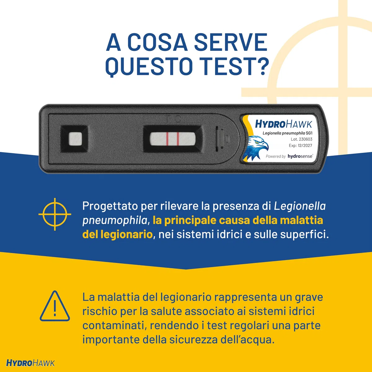 Test HydroHawk Legionella – Kit Monouso per Rilevare Legionella pneumophila sg1 in Piscine, Docce, Rubinetti, Tubi, Condizionatori, Vasche – Risultato in 25 min – Per casa e viaggio