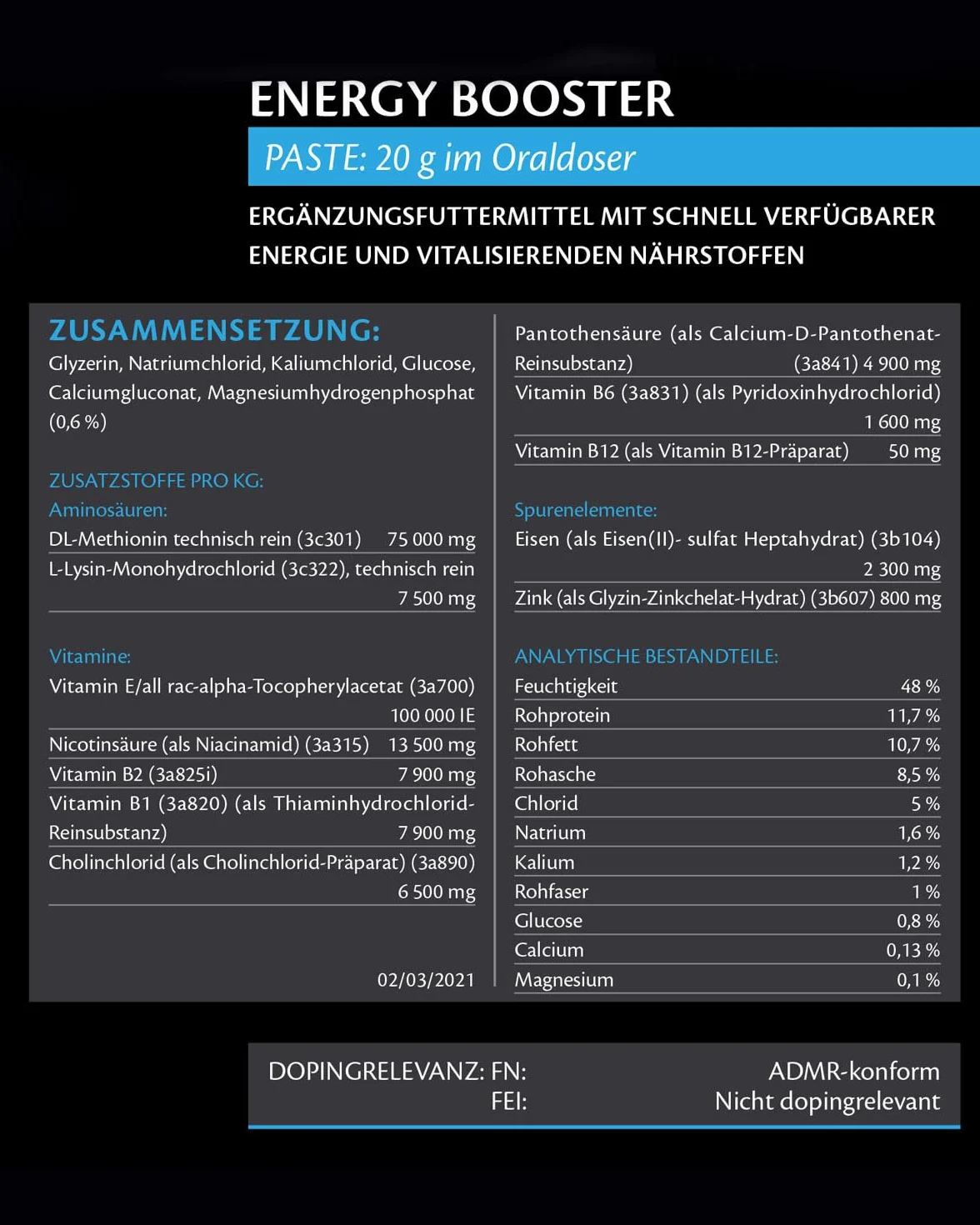 EQUISTRO® Energy Booster | Confezione Tripla | 3 x 20 g | Mangime complementare per cavalli | Nutrienti altamente concentrati per la resistenza e le prestazioni | Qualità premium