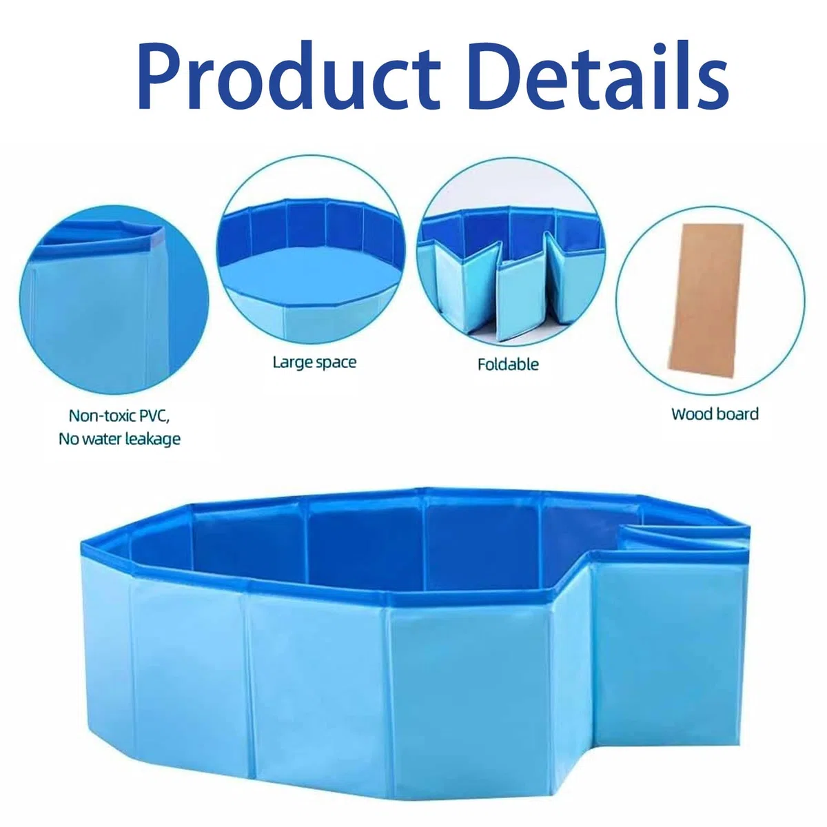 Piscina per cani, grande, 80 x 30 cm, pieghevole, per animali domestici, antiscivolo, portatile, in PVC, blu
