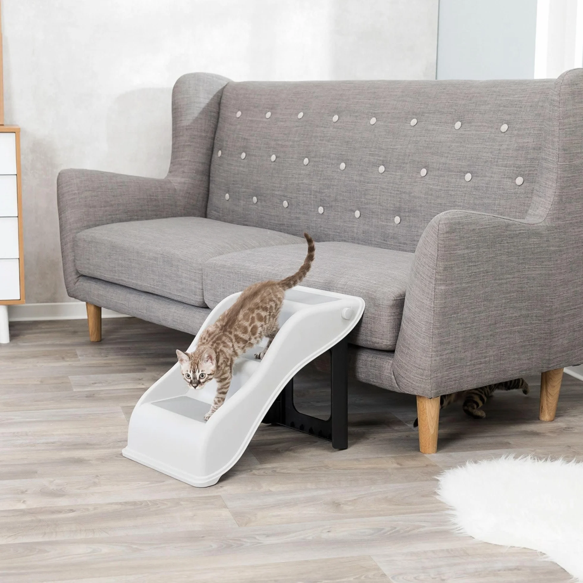 TRIXIE Escalier - 34 x 39 x 54 cm - Gris clair - Pour chien