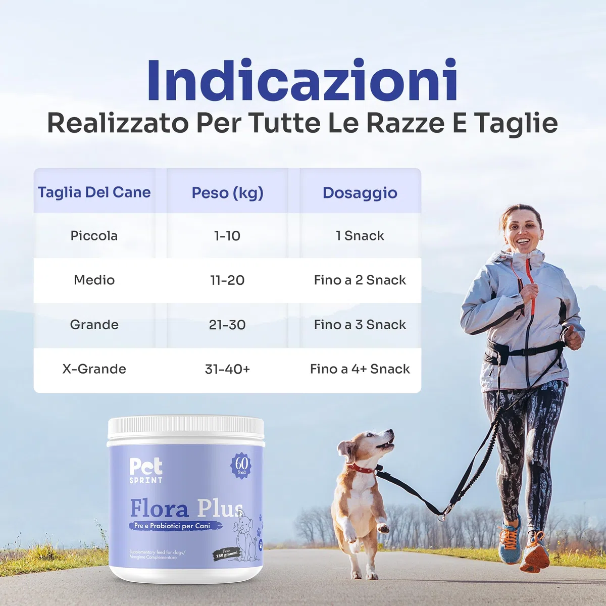 Probiotici Per Cani Flora Plus - Pre e Probiotico Digestivo Per Cani, Favorisce La Digestione e Salute Intestinale - Marca Italiana