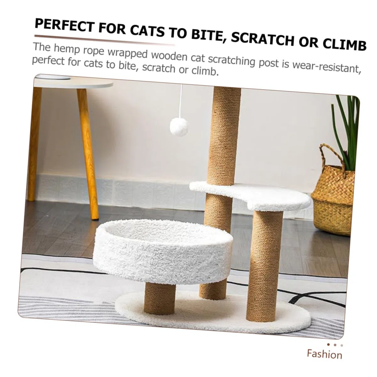 Tiragraffi Per Gatti Da Interno in Legno Pieno Corda Resistente ø 7 Cm x 35 Cm, Palo Verticale Sostitutivo Per Giochi e Arrampicata Di Mici Domestici
