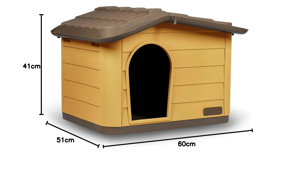 VILLA PRINCESS, Cuccia Smontabile Per Cani Gatti, Cuccia in Materiali Riciclati, Tetto Asportabile, Dimensioni 60x41x51h HONEY
