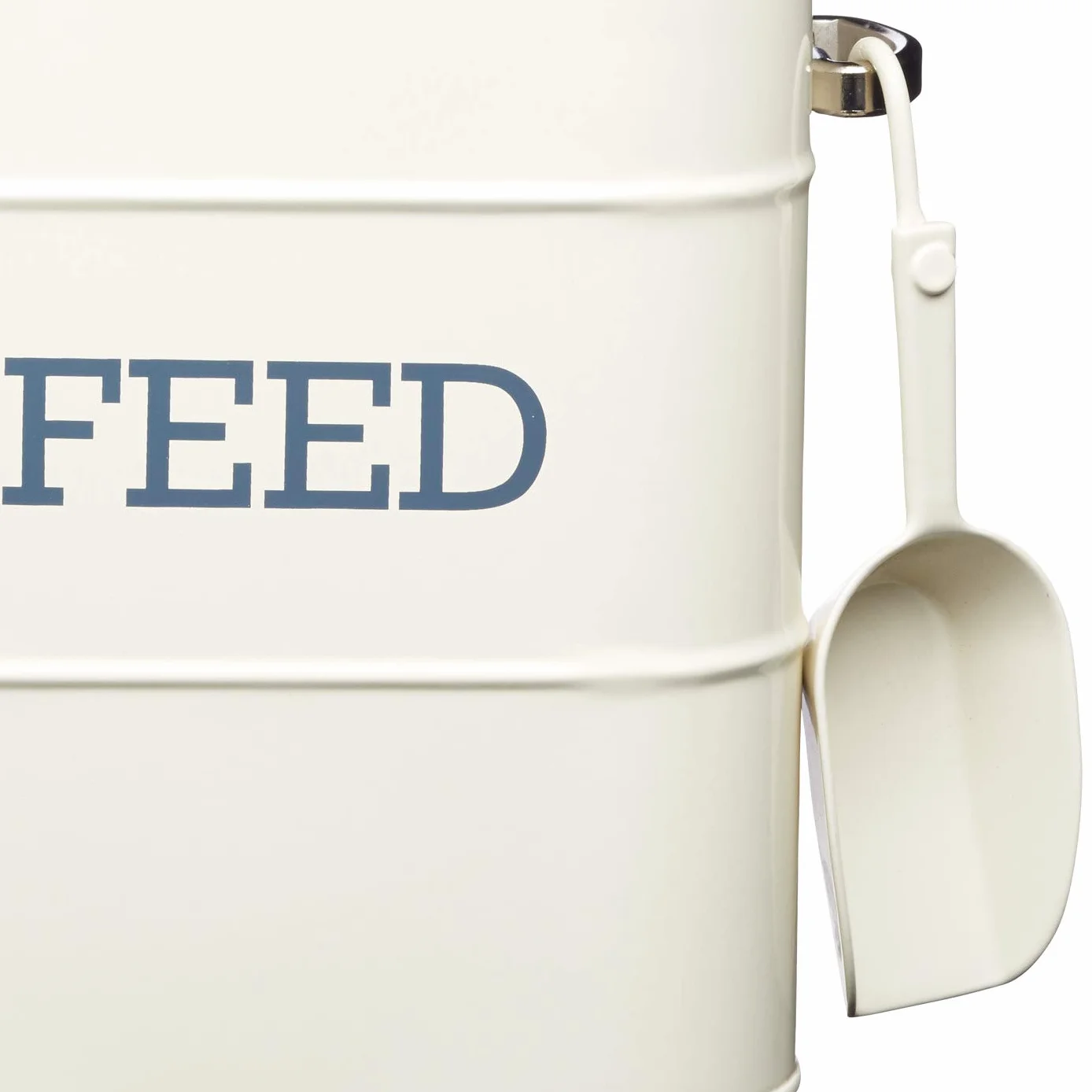 Kitchen Craft Living Nostalgia - Barattolo di Latta con Scritta Feed, da 3 kg, con Cucchiaio, Colore: Panna Antica