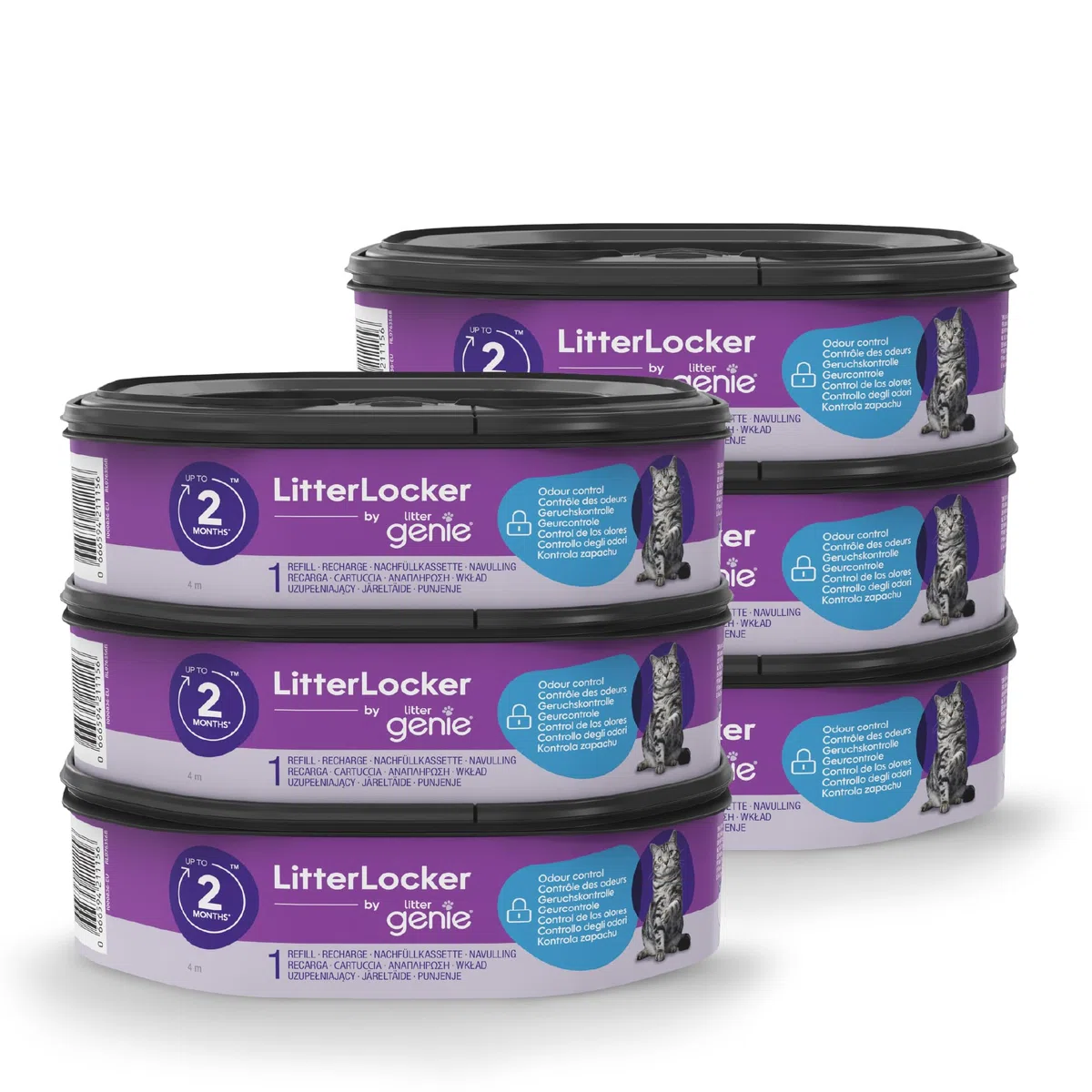 Litter Genie LitterLocker, confezione da 6 ricariche, pellicola speciale originale con barriera antiodore garantisce 100% protezione dagli odori, cassetta da 2 mesi