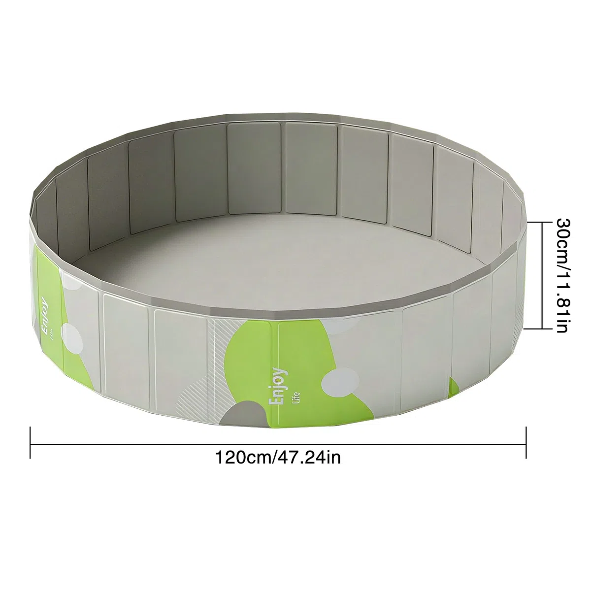 Piscina Pieghevole In PVC per Animali Domestici, Piscina per Cani Portatile (120 x 30 Cm), per Cani, Cuccioli, Gatti, Bianco-Verde