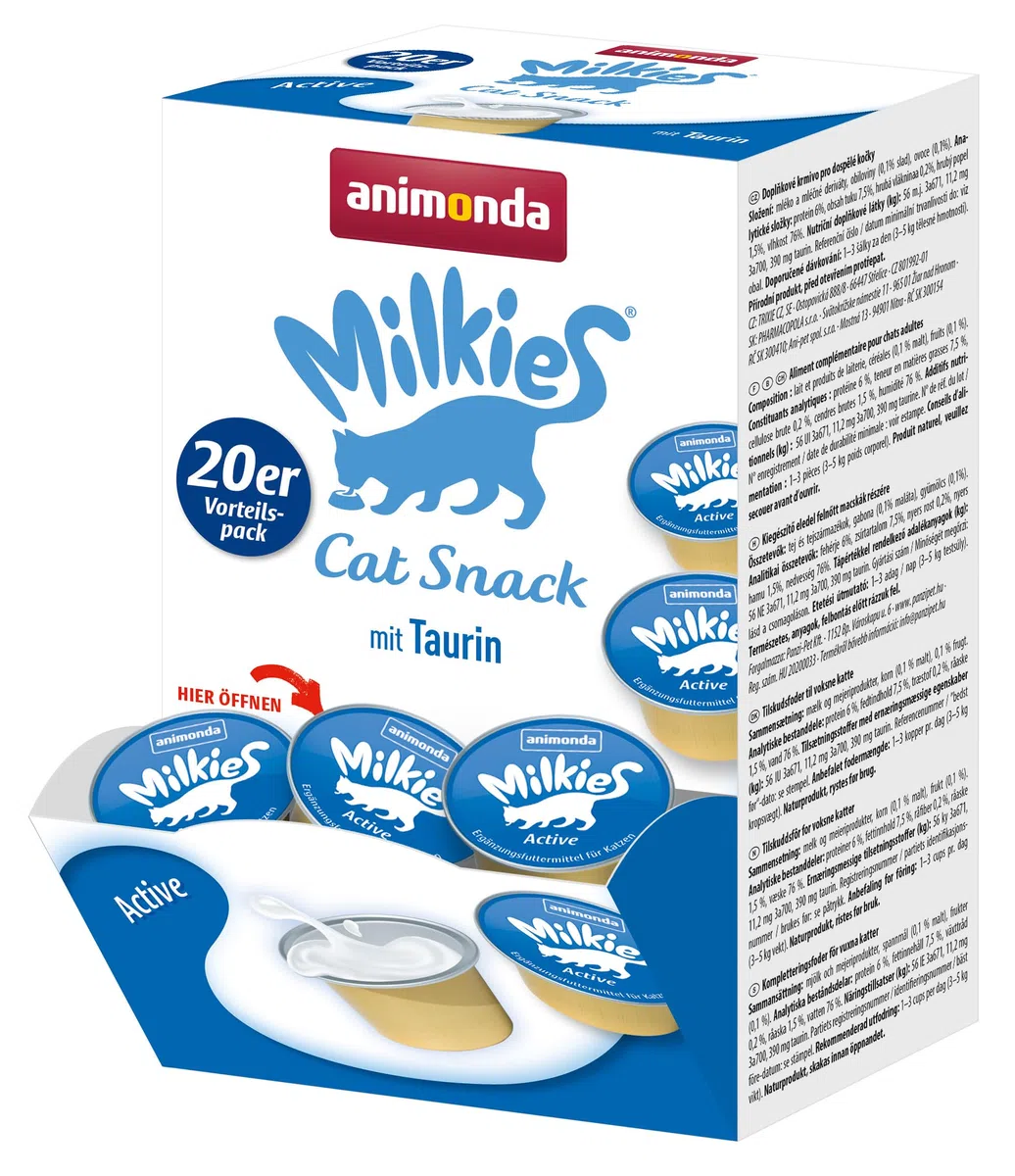 animonda Milkies Power, latte per gatti porzionato, Active, 4 x 20 capsule da 15 g