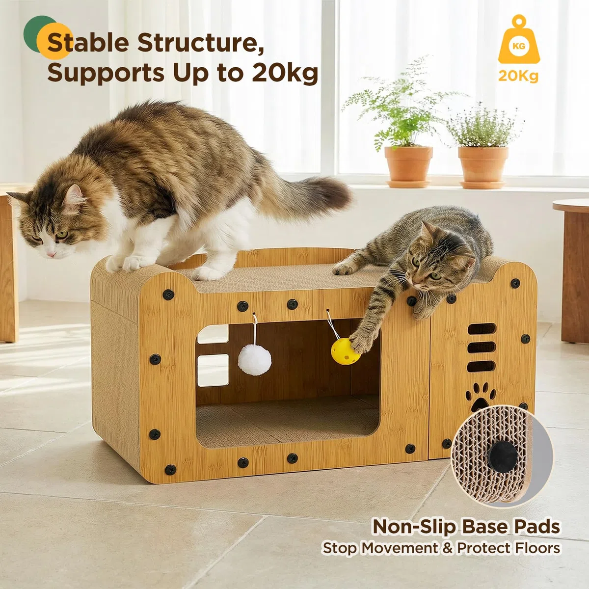 Gimars Tiragraffi Cartone 59,5 cm, Tiragraffi per Gatti Cartone XL, Tiragraffi Verticale per Gatti e Casa Tiragraffi Gatto in Cartone, Graffiatoio per Gatti per Graffiare, Nascondersi e Riposare