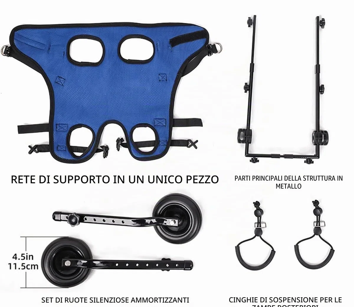 Carrozzina Per Cani Per Zampe Posteriori, Ausili Per La Mobilità Per Animali Domestici Disabili, Tutore Per Zampe Di Cani E Supporto Per Fianchi(Medium)