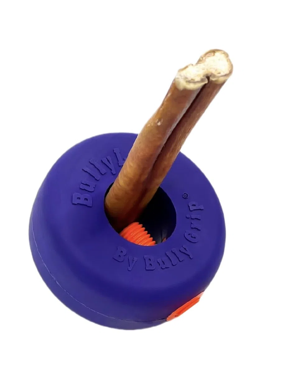Bully Grip Bully - Supporto per bastone per cani, dispositivo di sicurezza per cani Bully Lok, previene il soffocamento di cani di taglia piccola, media e grande, formaggio di yak, collagene,