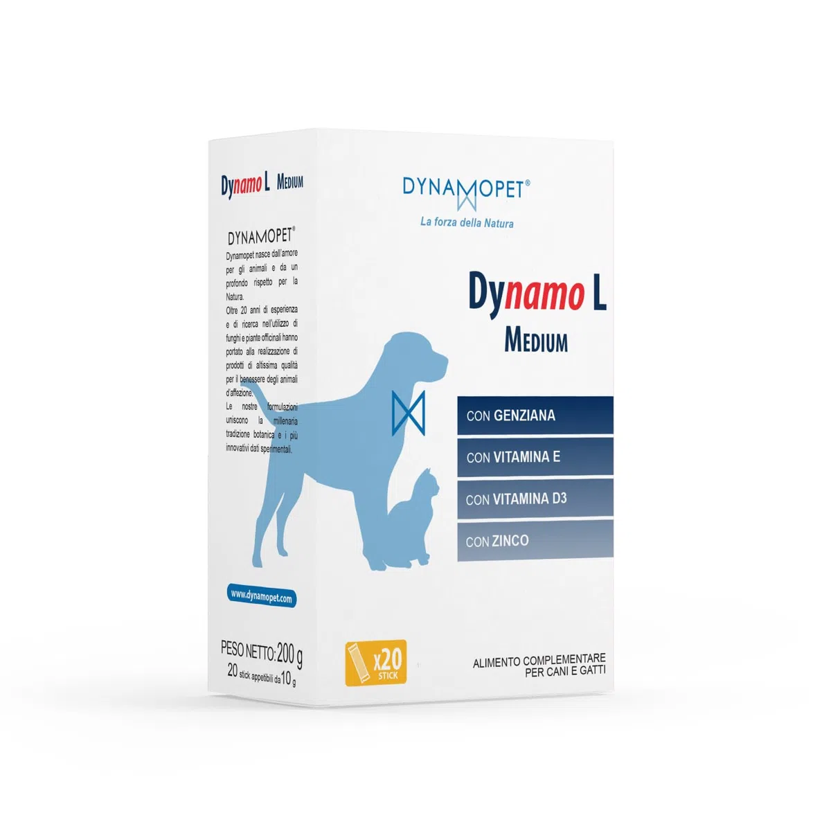 Dynamo L Medium - Alimento Complementare per le Difese dell'Organismo di Cani che vivono in Aree Calde e Umide, 20 Stick da 10 g, uno Stick ogni 20 kg di Peso dell'Animale