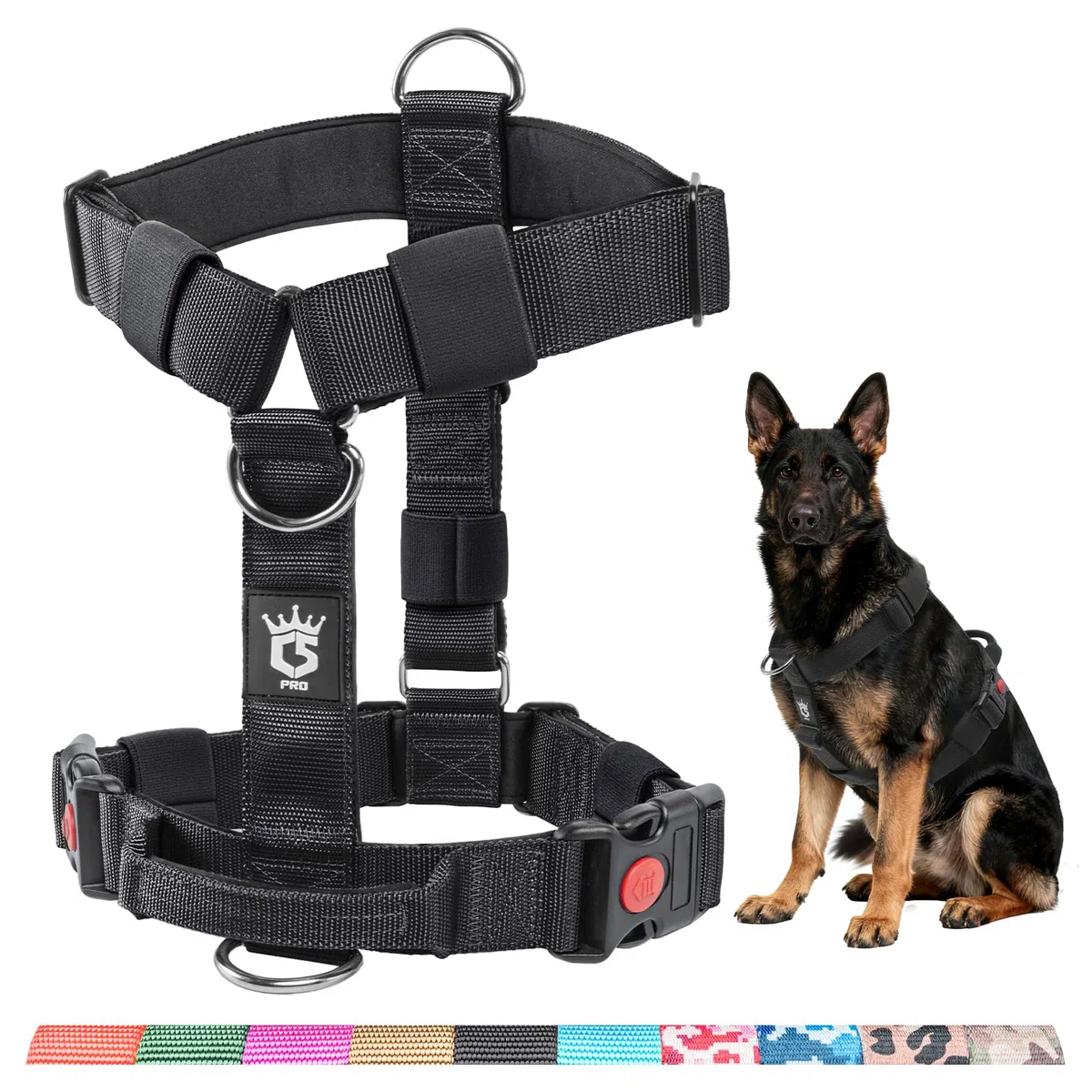 TSPRO Pettorina Cane Taglia Media-Grande, No Pull, Imbracatura per Cani Resistente con Fibbie a Sganci Rapidi e Maniglia, Regolabile e Comoda per Passeggiate (Nero 25, L)