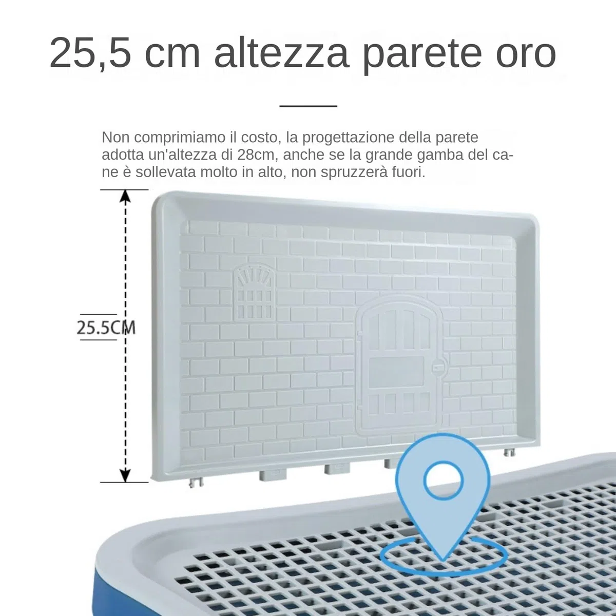 Vassoio per Addestramento Cani con Colonna a Parete, Toilette Interni con Porta Pipì